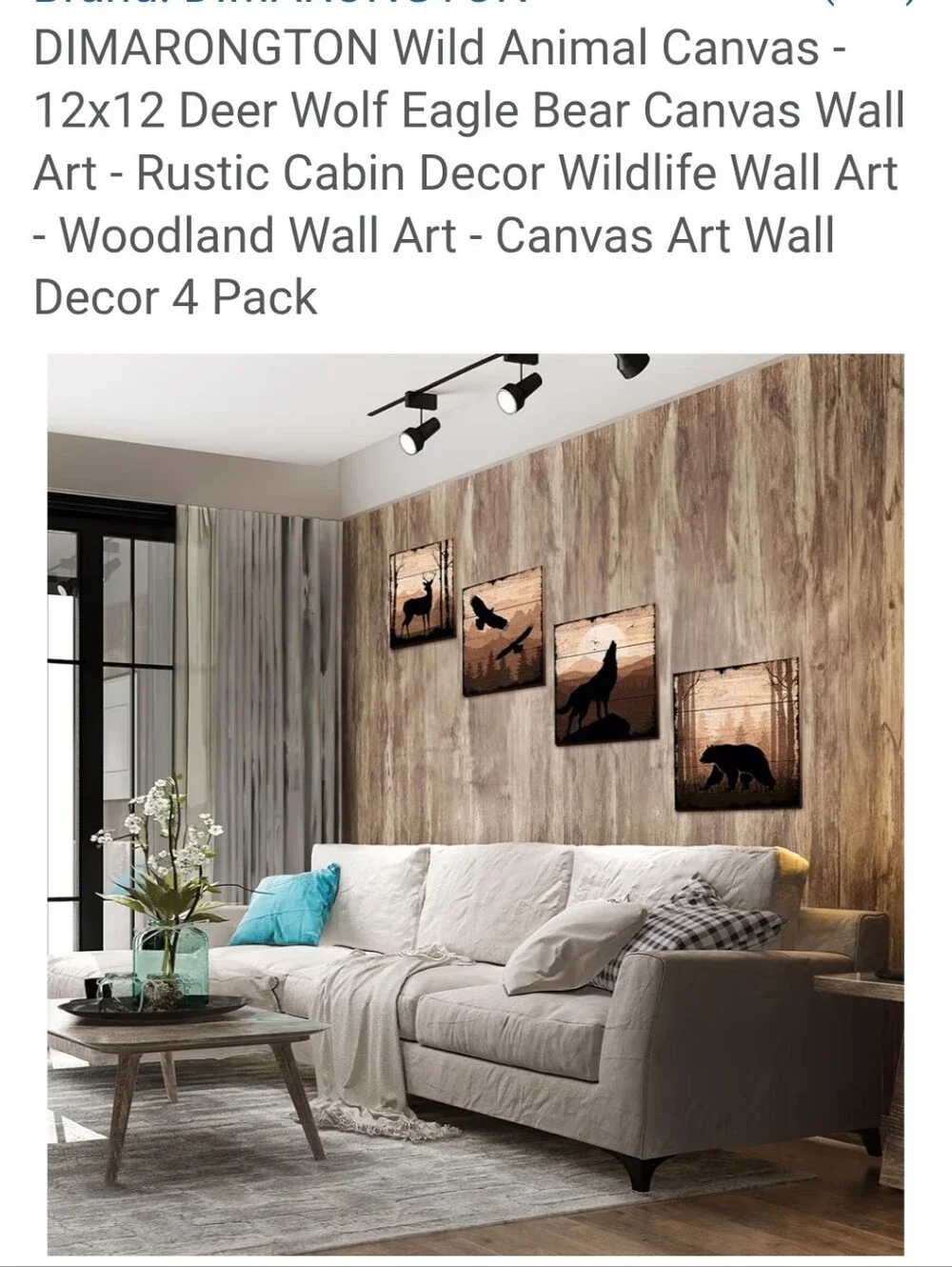 Rustic Wildlife Canvas Wall Art Set - Black Silhouette on Brown